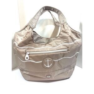 Lug GONDOLA Quilted Shoulder Bag Tote Nautical Collection Anchor Ocean Taupe